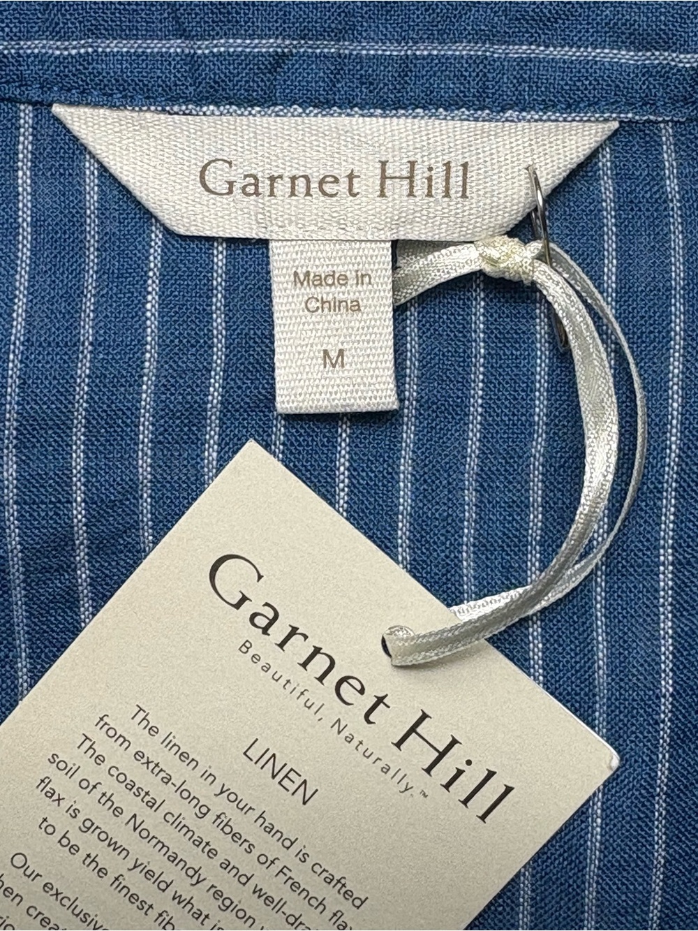 NWT Garnet Hill Blue White Striped Linen European Flax Tunic Dress M - Picture 8 of 12